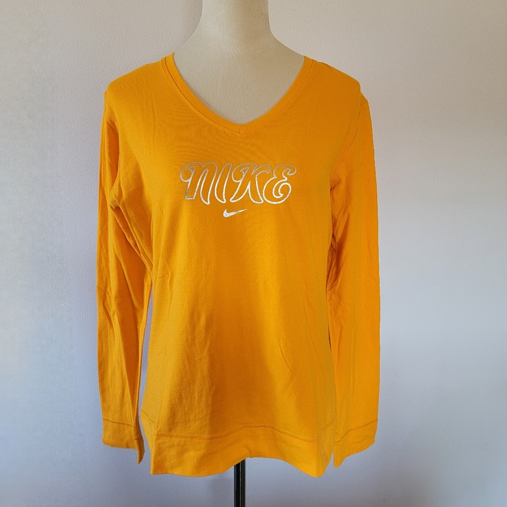 Nike Women's Foil Logo Long-Sleeve V-neck - Size X-Large